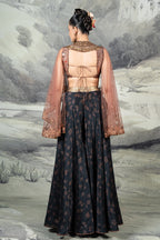 Burgundy - Midnight Blue Sharara Set | BARODA