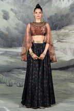 Burgundy - Midnight Blue Sharara Set | BARODA