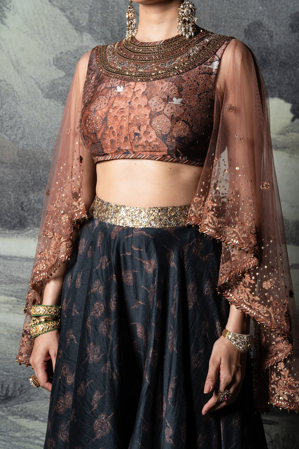 Burgundy - Midnight Blue Sharara Set | BARODA