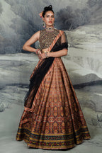 Burgundy - Orange Ombre Skirt Set | BARODA