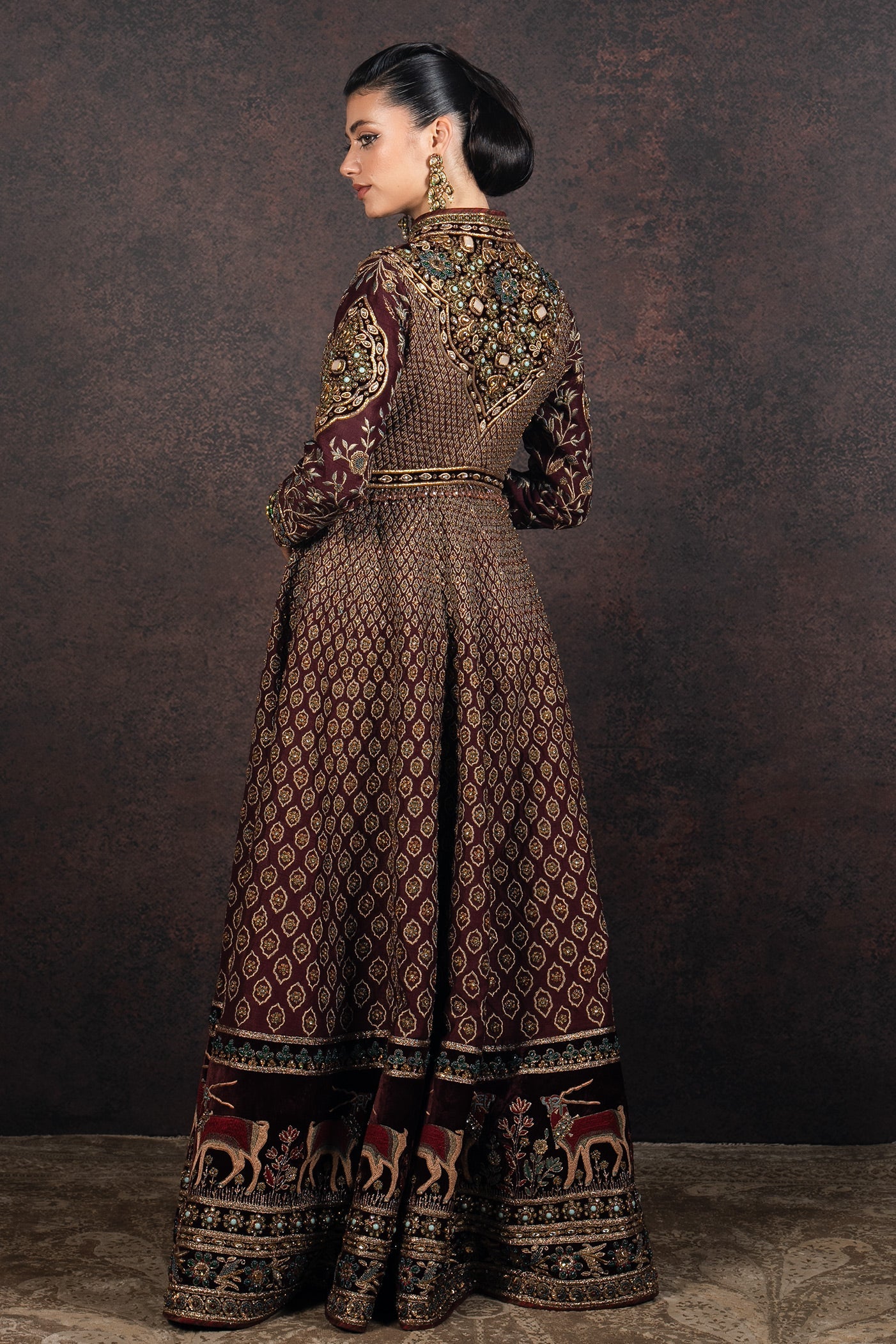 Burgundy Red Jacket Set | MURAQQA