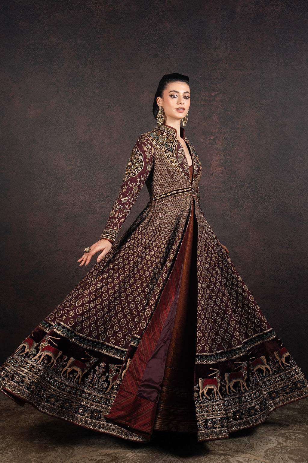 Burgundy Red Jacket Set | MURAQQA