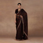 Burgundy Jamawar Saree Set | EAST