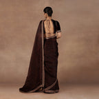 Burgundy Jamawar Saree Set | EAST