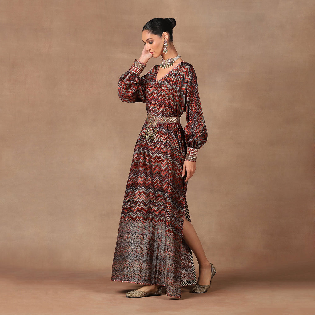 Burgundy Kaftan Set  | MURAQQA