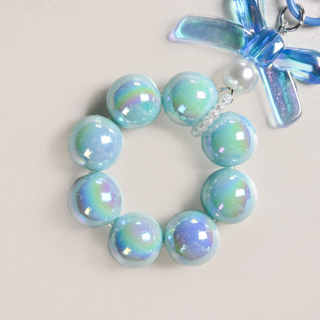 Burst Of Blue Beaded Keychain