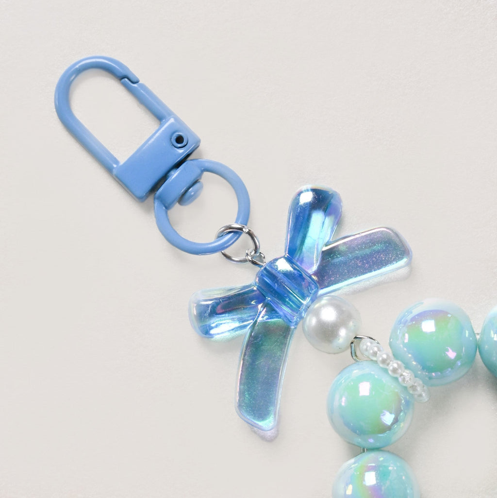 Burst Of Blue Beaded Keychain