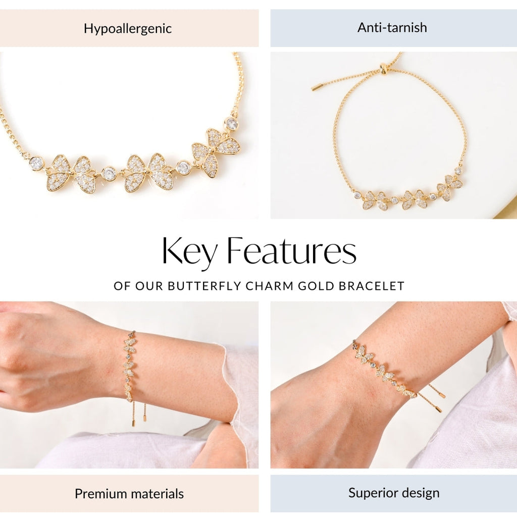 Butterfly Charm Gold Bracelet