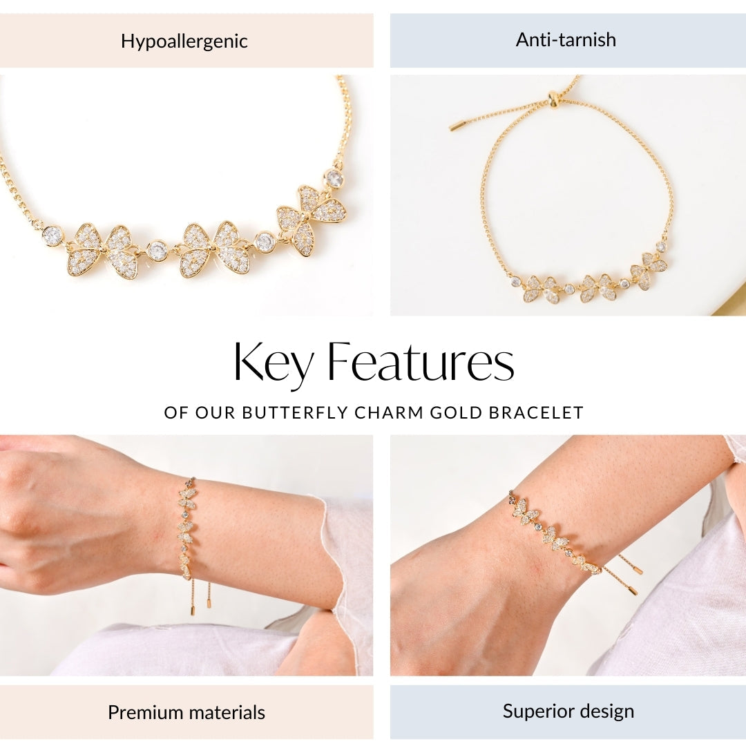 Butterfly Charm Gold Bracelet