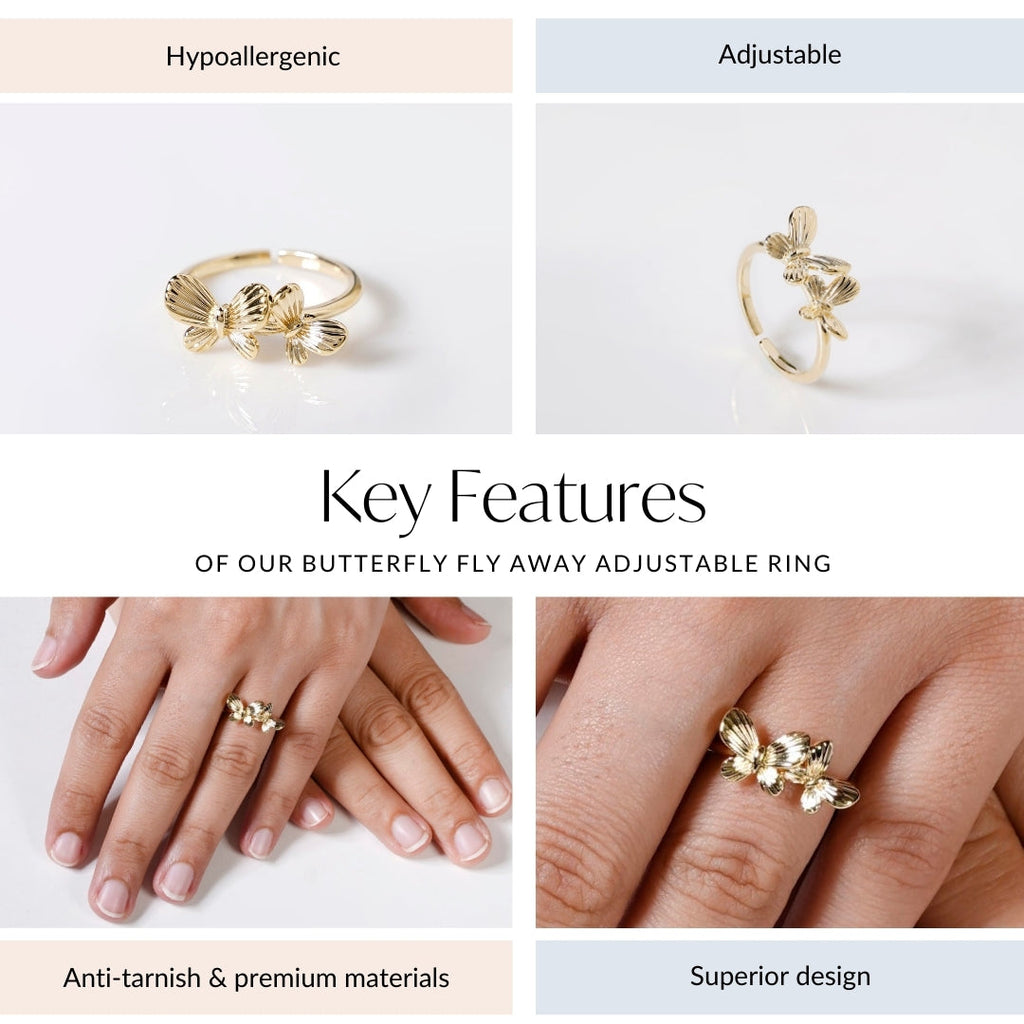 Butterfly Fly Away Adjustable Ring