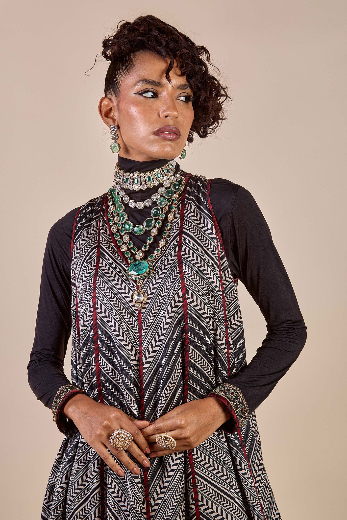 Chevron - Black Anarkali Set | CHHĒ