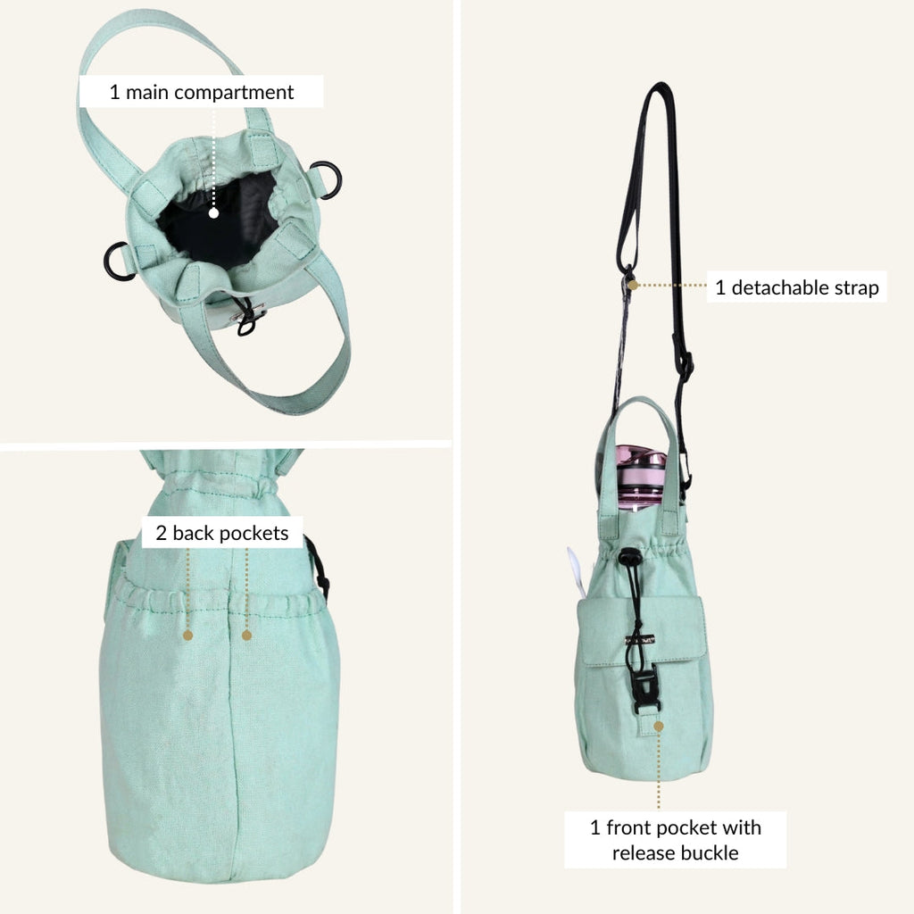 Chic Mint Drawstring Bottle Holder