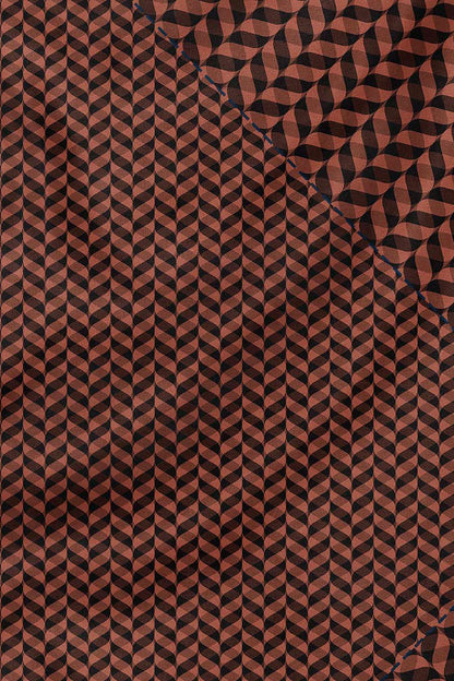 Umber Brown - Red Chevron Printed Scarf