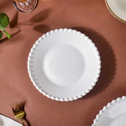 Scalloped Snack Plate White 8 Inch
