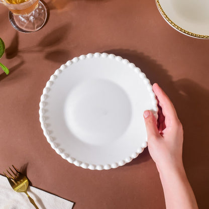 Scalloped Snack Plate White 8 Inch