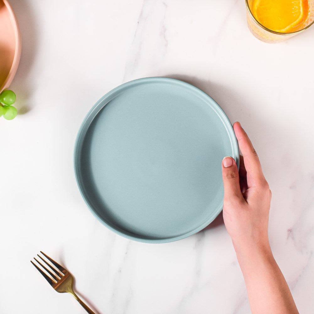 Modern Stoneware Snack Plate Blue
