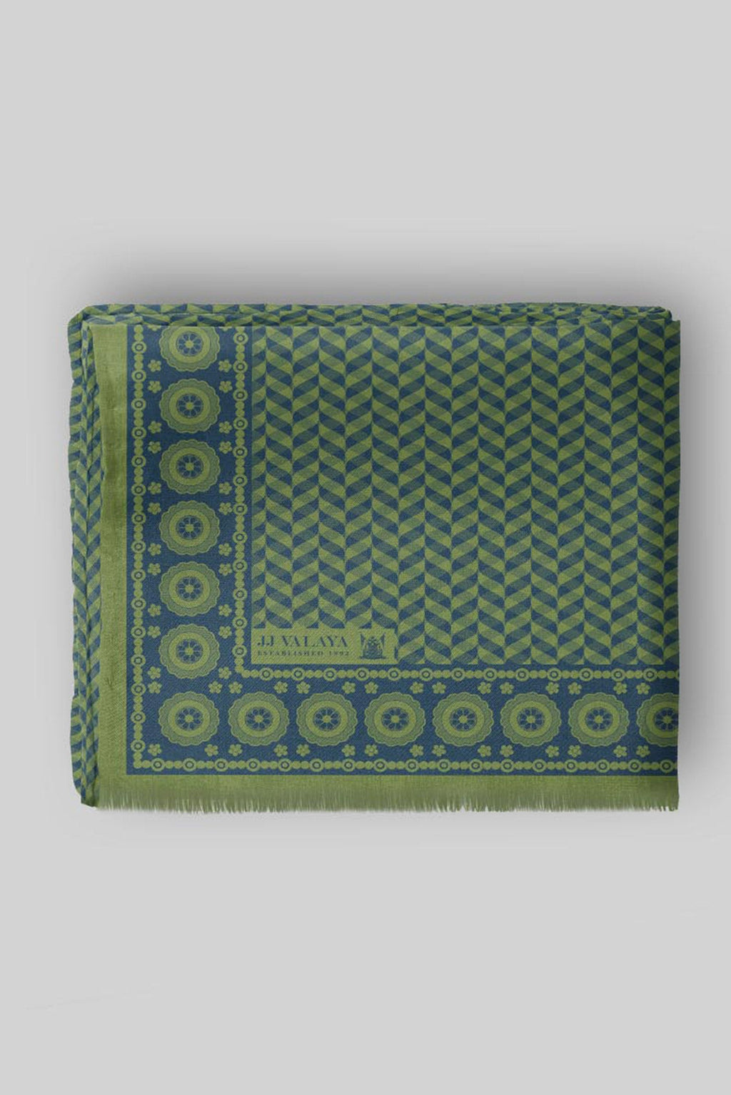 Earthy Olive Green Chevron Cashmere Shawl