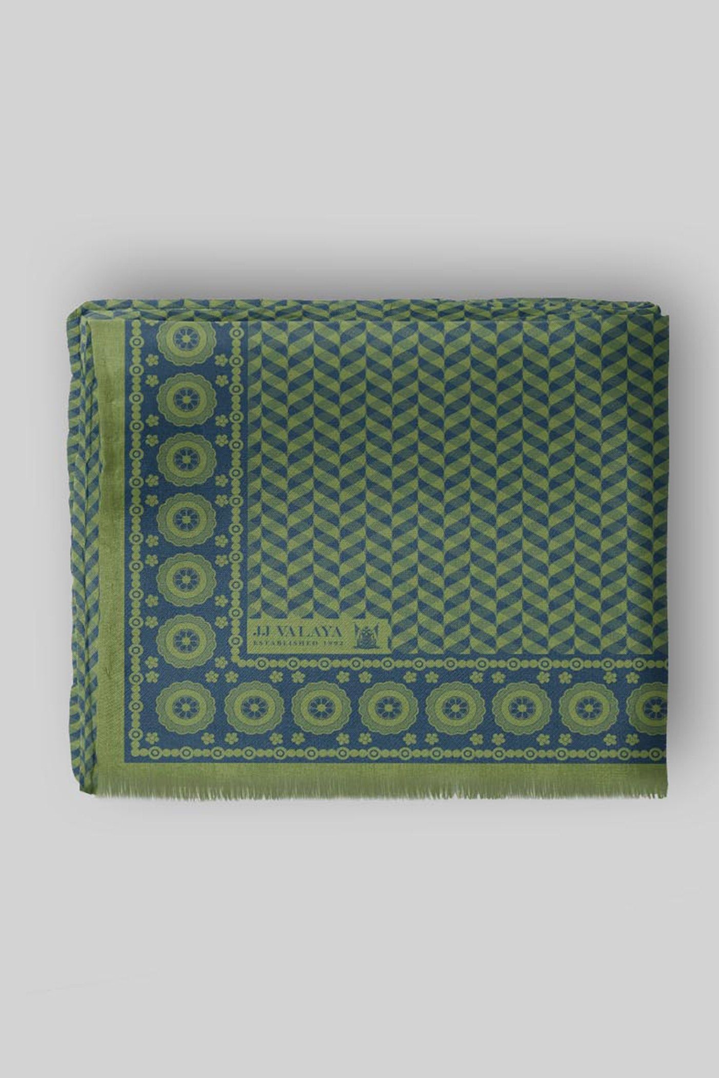 Earthy Olive Green Chevron Cashmere Shawl