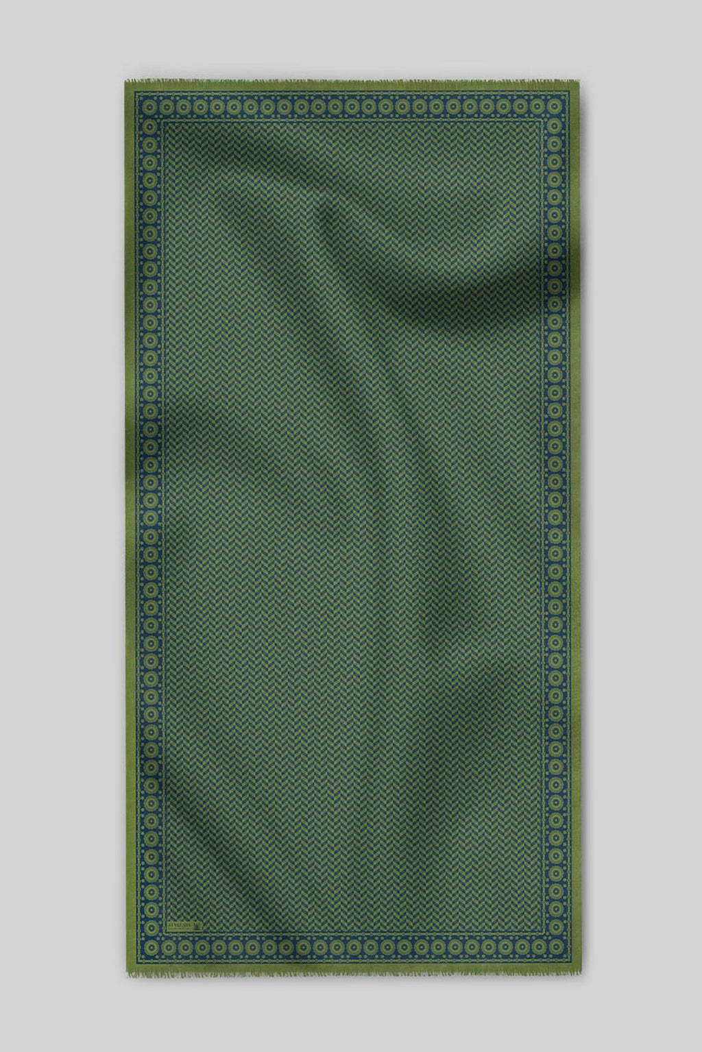 Earthy Olive Green Chevron Cashmere Shawl