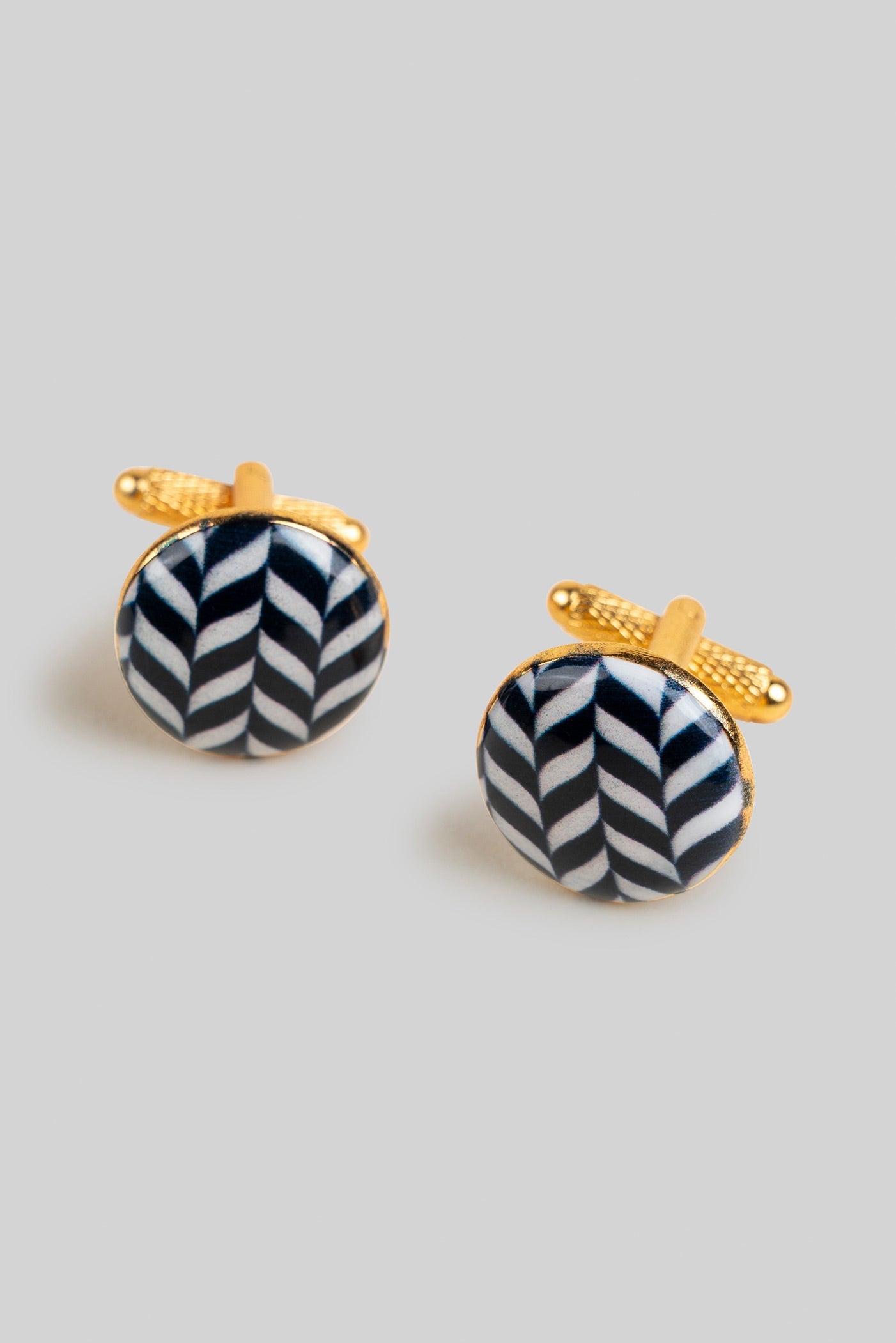 Chevron Gold-Plated Cufflinks