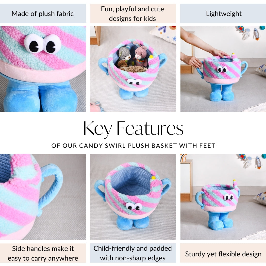Candy Swirl Plush Basket With Feet