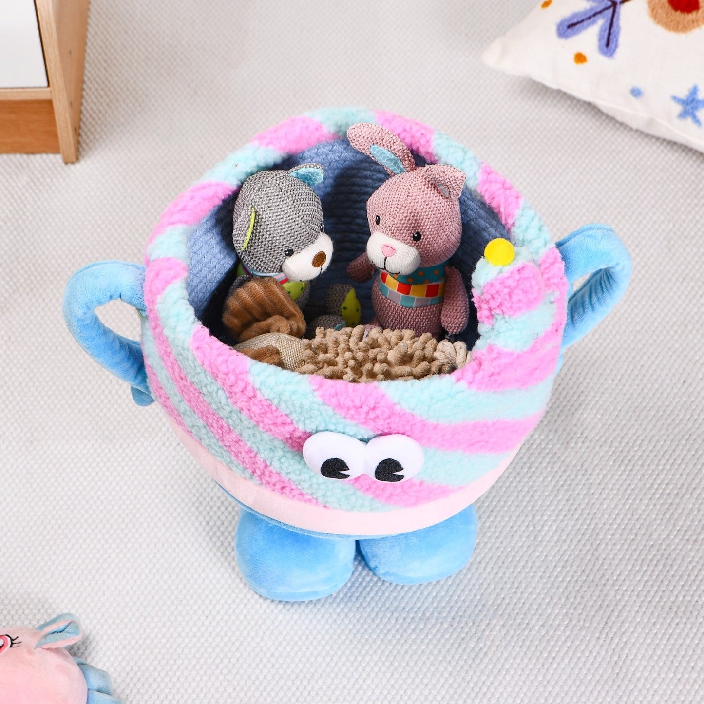 Candy Swirl Plush Basket With Feet
