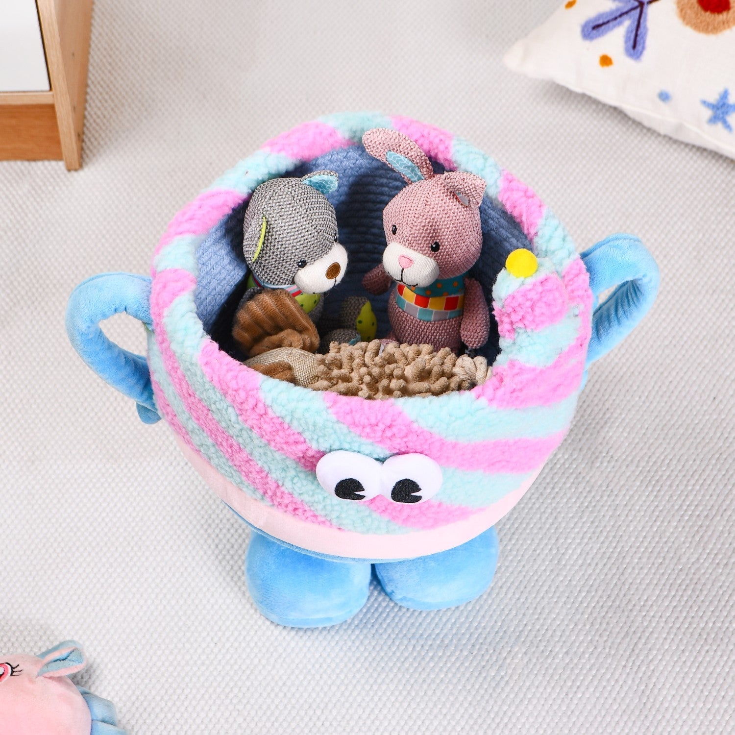 Candy Swirl Plush Basket With Feet