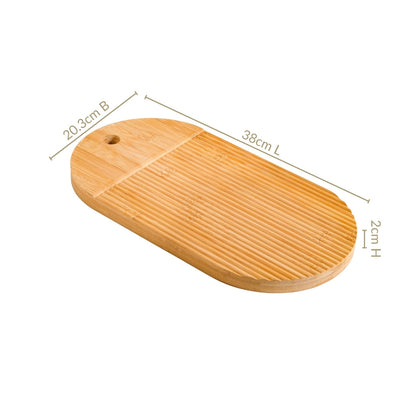 Ribbed Capsule Bamboo Zen Garden Serving Platter 15 Inch