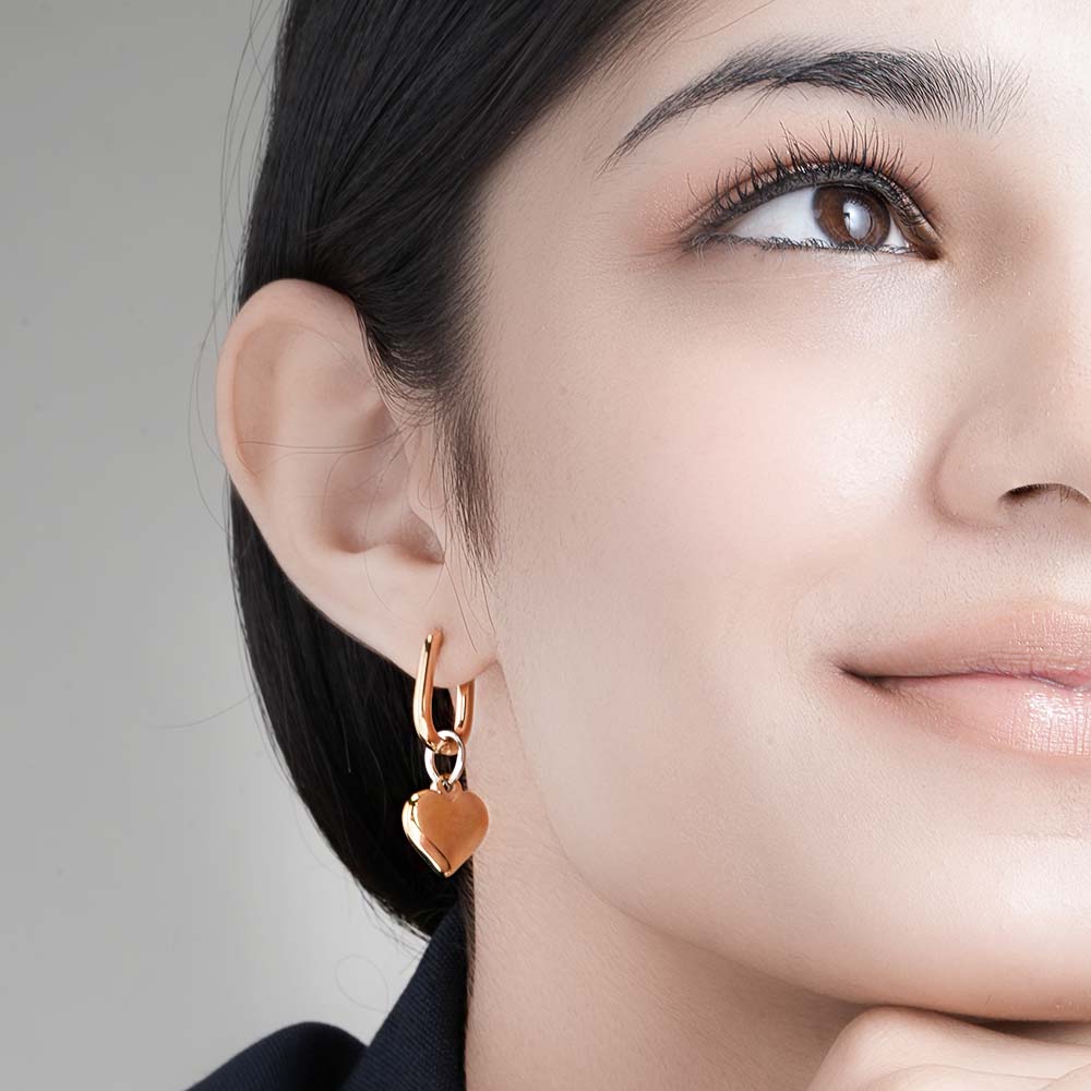 Puffed Heart Hoop Earrings