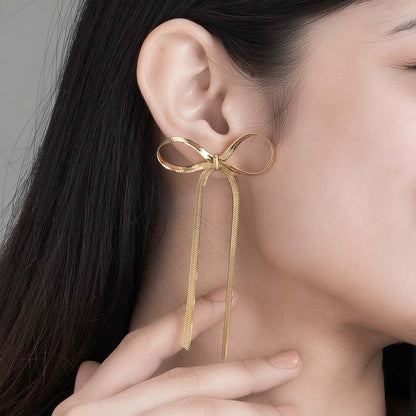 Golden Bows Drop Earrings