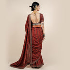 Caramine Red Saree Set | CHAR