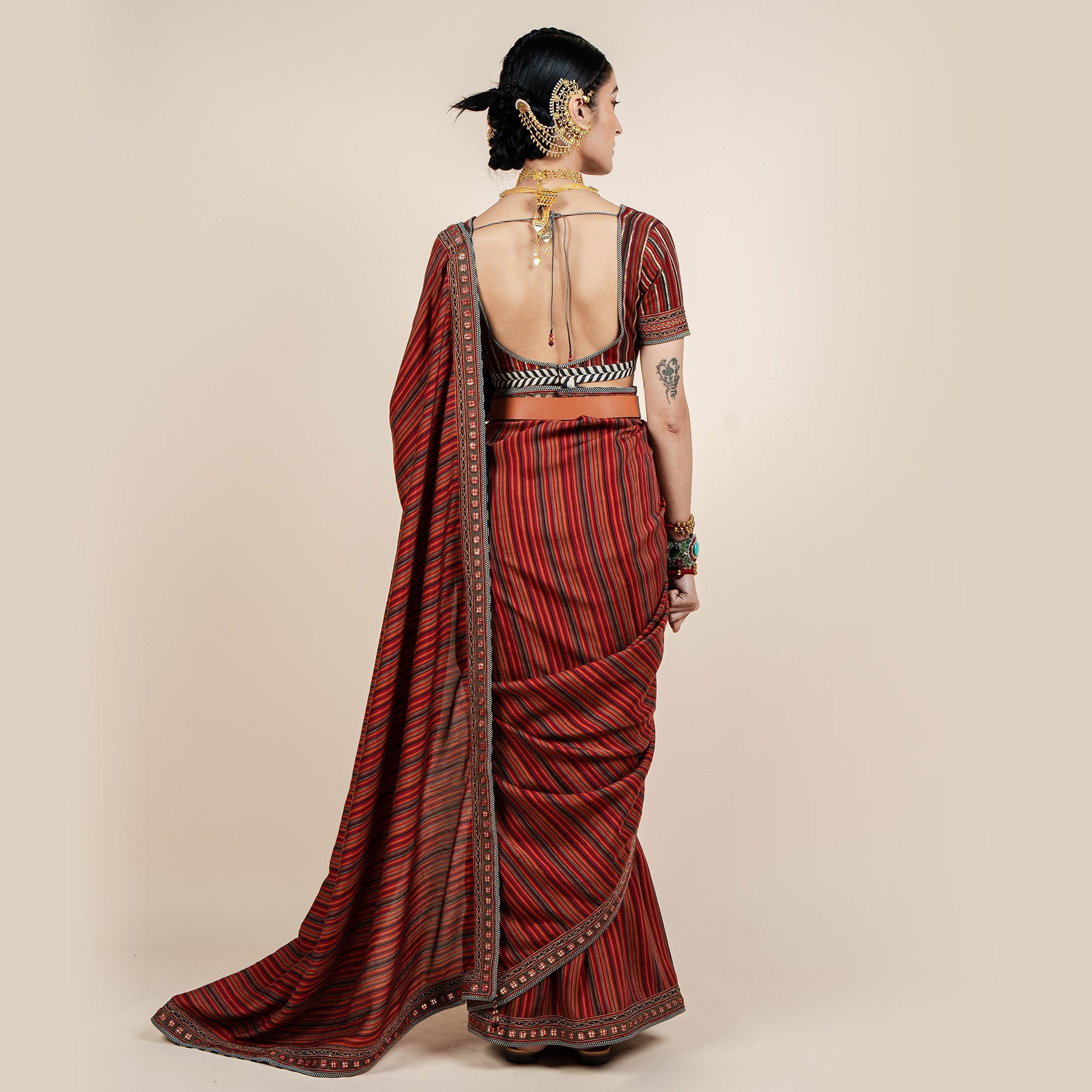 Caramine Red Saree Set | CHAR