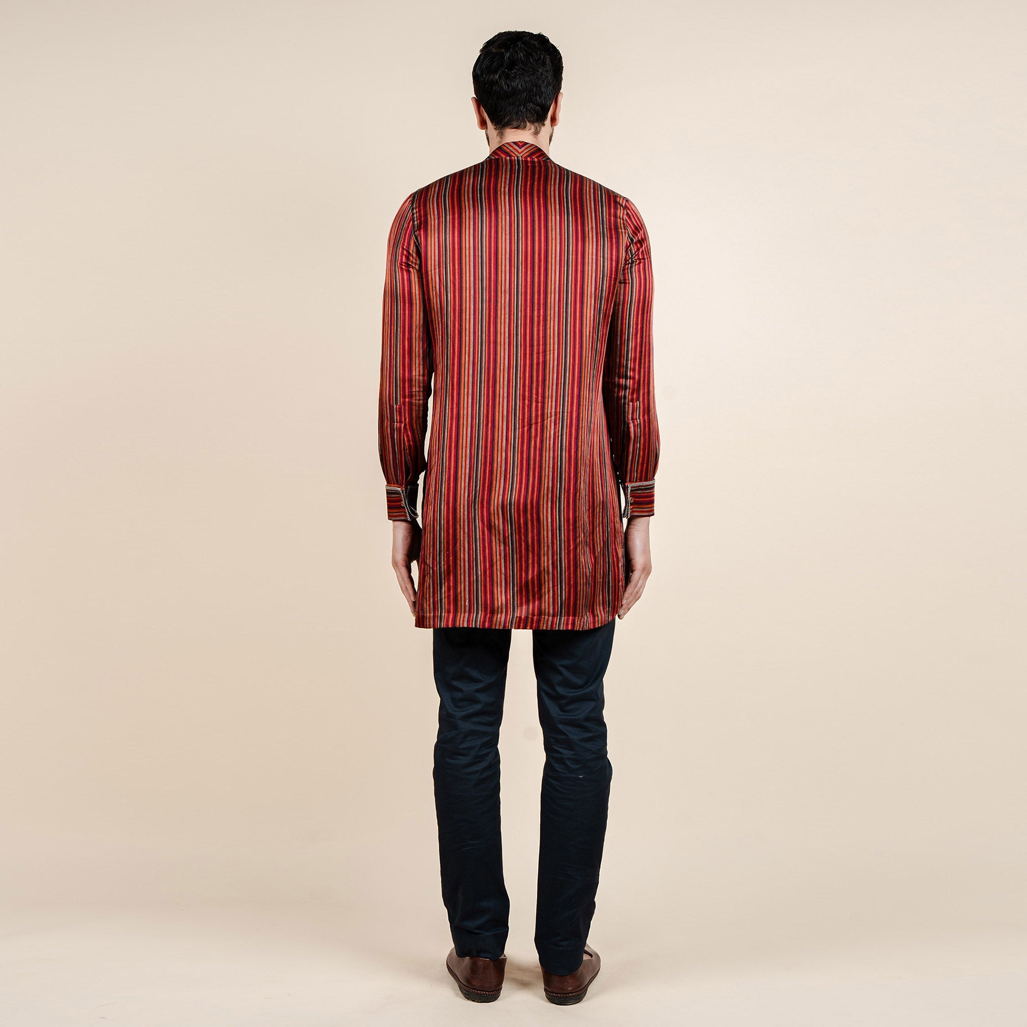 Caramine Red Striped Kurta | CHAR