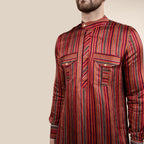 Caramine Red Striped Kurta | CHAR
