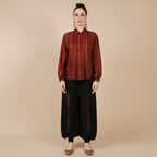 Caramine Red Striped Long Top | CHAR