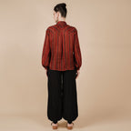 Caramine Red Striped Long Top | CHAR