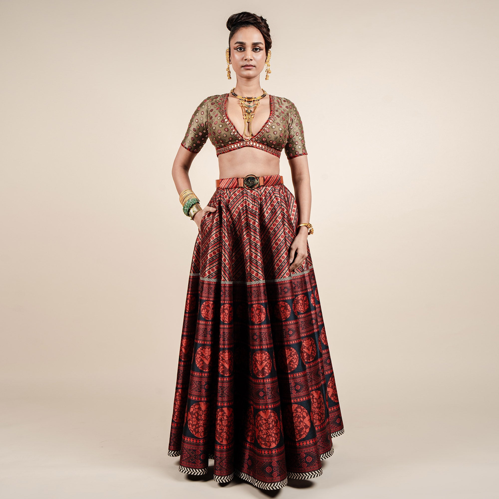 Carmine Red Skirt Set | CHAR