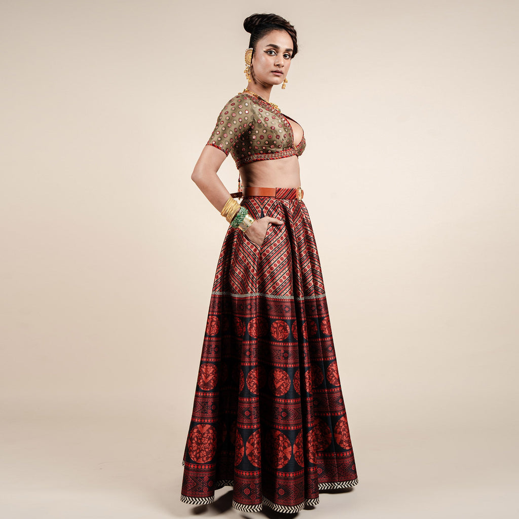 Carmine Red Skirt Set | CHAR