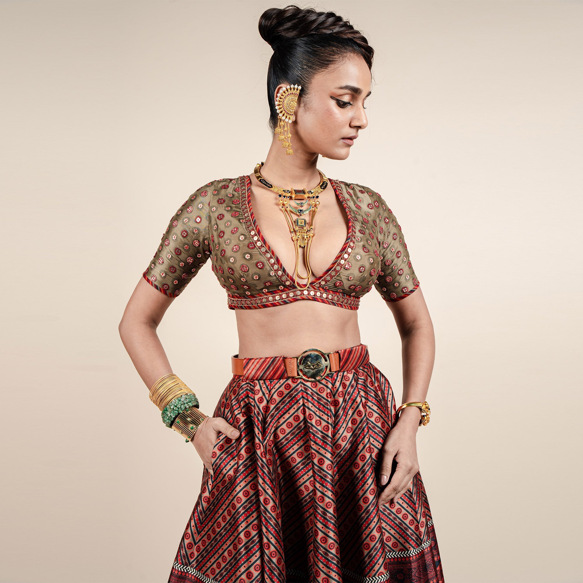 Carmine Red Skirt Set | CHAR