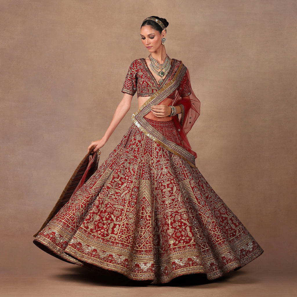 Carmine Red Lehenga Set | MURAQQA