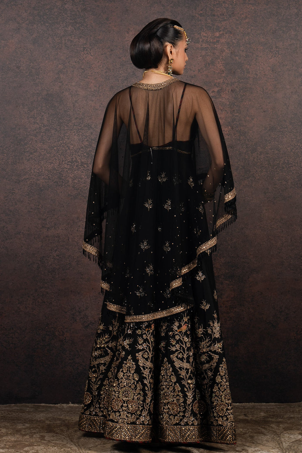 Caviar Black Anarkali Set | MURAQQA