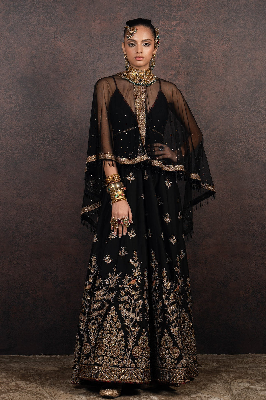 Caviar Black Anarkali Set | MURAQQA
