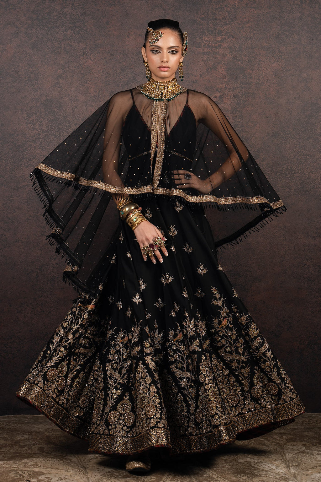 Caviar Black Anarkali Set | MURAQQA