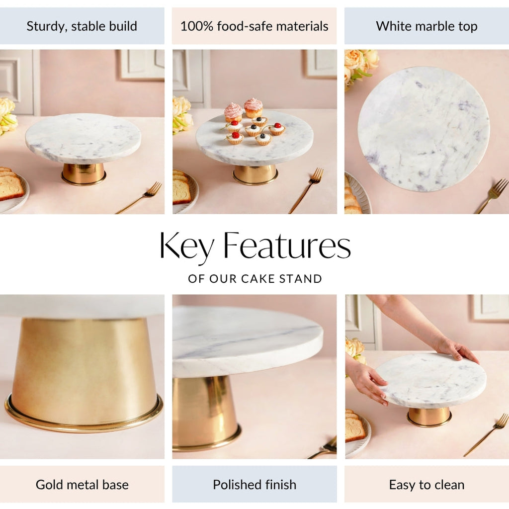 Celestial White Marble Round Cake Stand