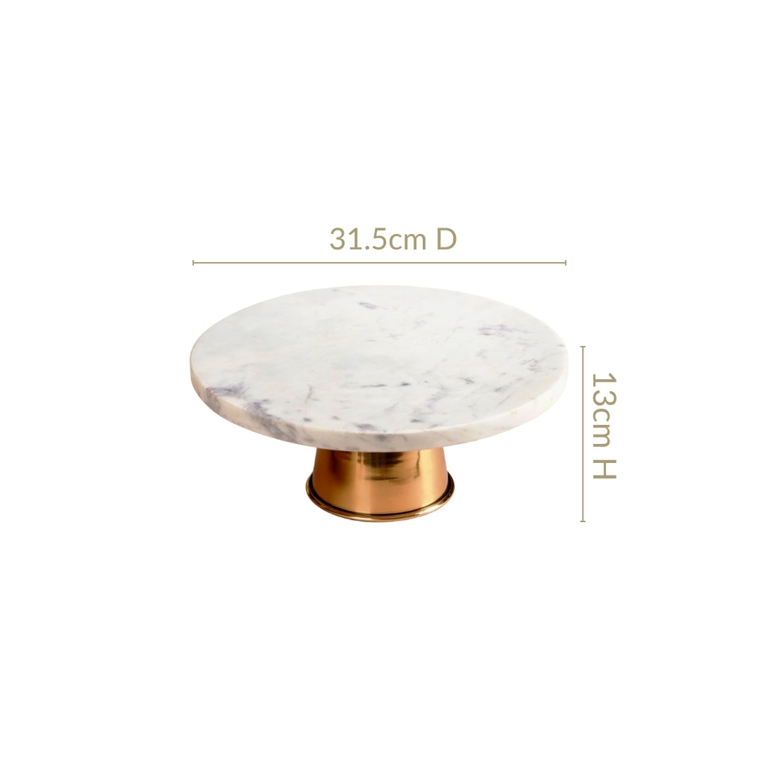 Celestial White Marble Round Cake Stand