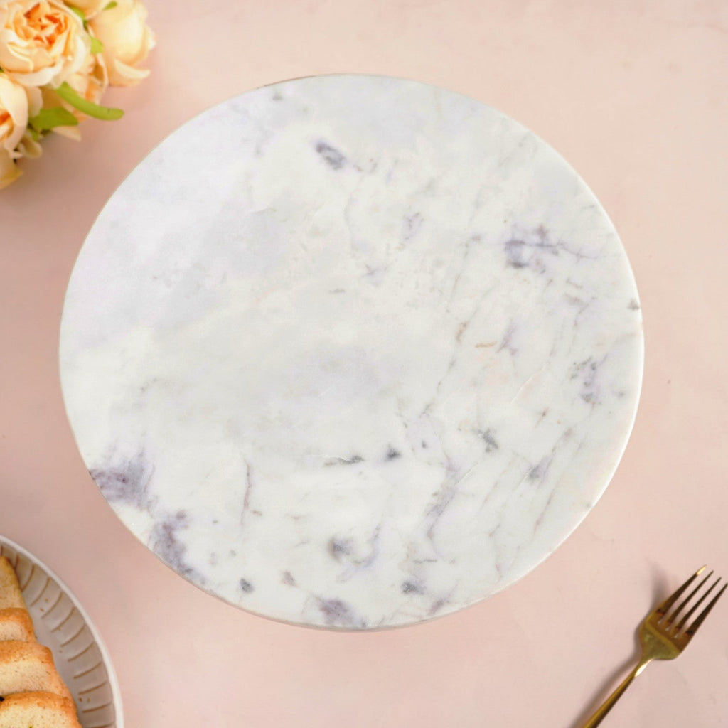 Celestial White Marble Round Cake Stand