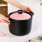 Flamora Ceramic Cooking Pot Pink Black 4700ml