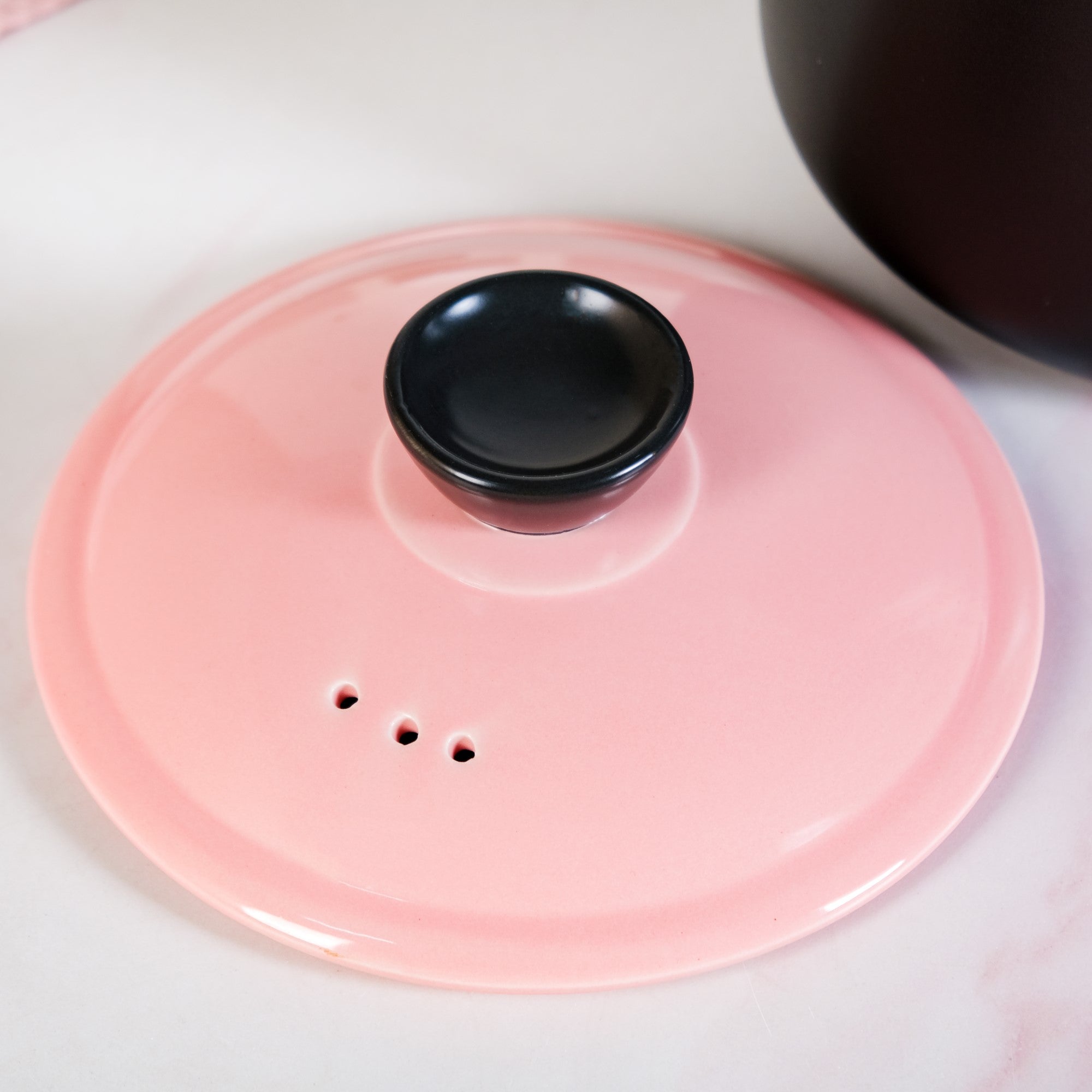 Flamora Ceramic Cooking Pot Pink Black 4700ml