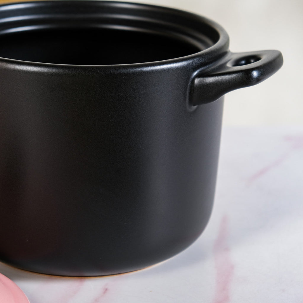 Flamora Ceramic Cooking Pot Pink Black 4700ml