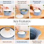 Homebrew Flame Safe Ceramic Stew Pot With Lid Handle 2150ml